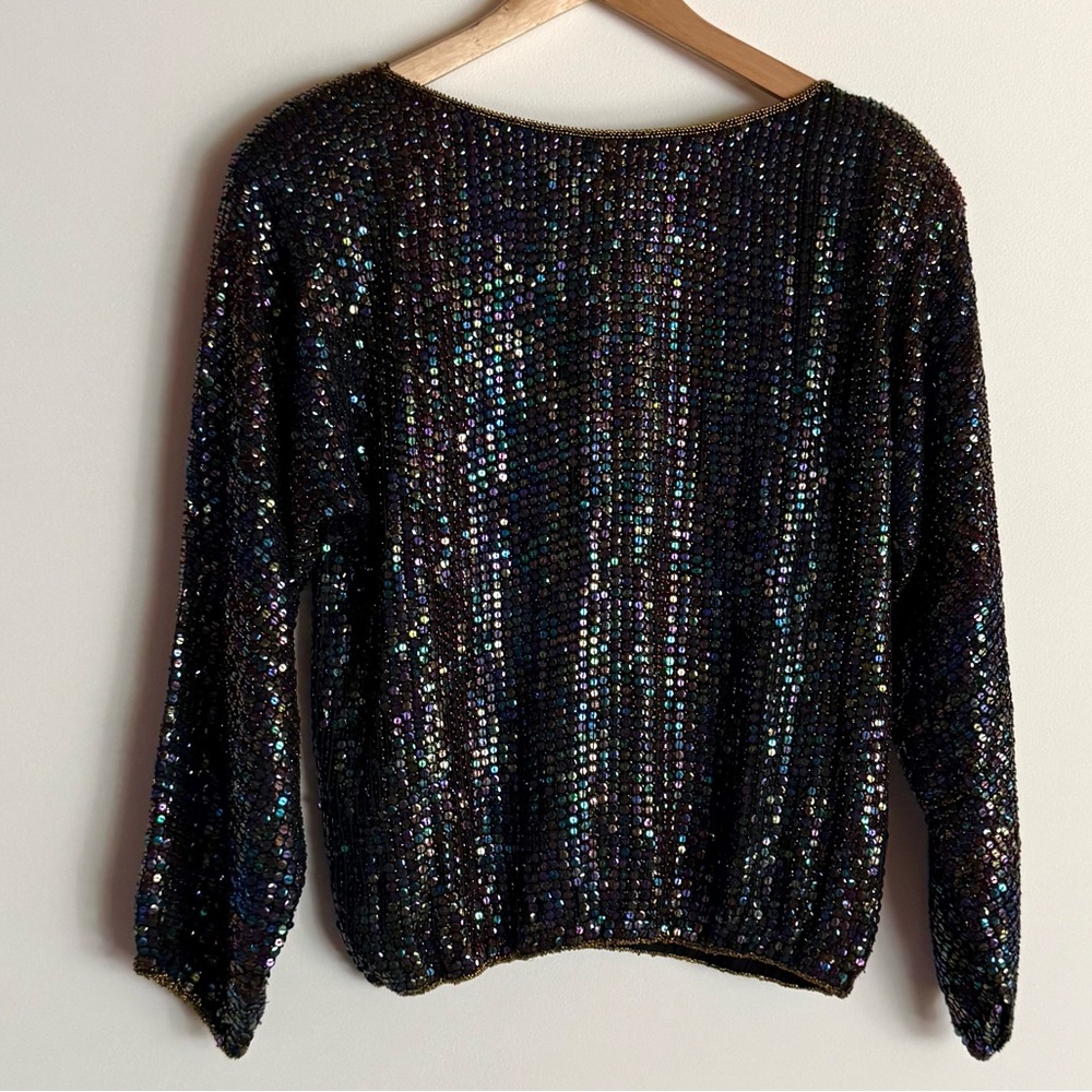 Dominique Vintage 1960s 1970s 1980s Long Sleeve Sequin Blouse